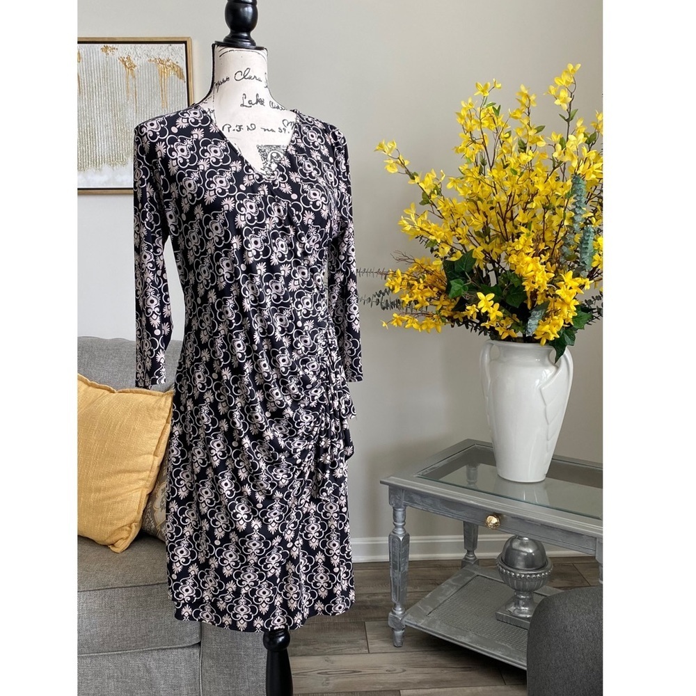 New York & Company Floral Mock Wrap Dress